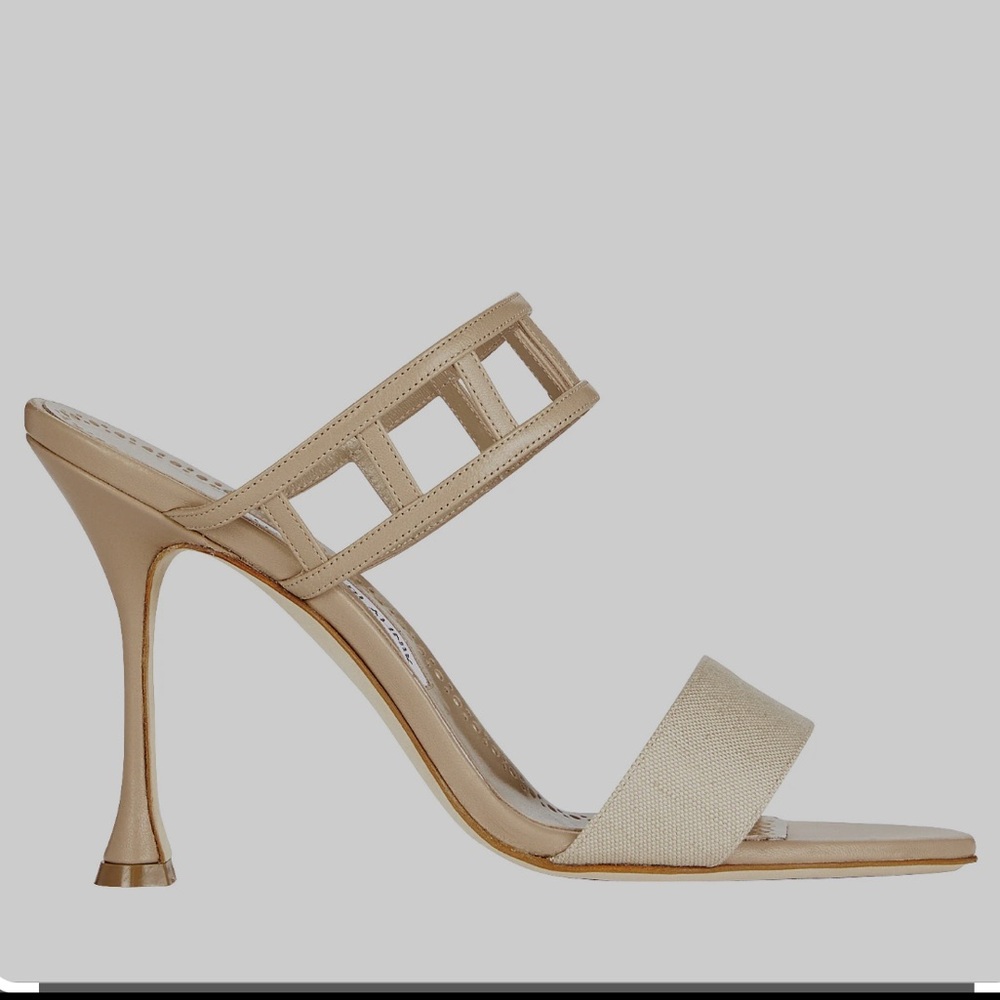 Manolo Blahnik Beige Cut-out Heeled Sandals. Only worn once!